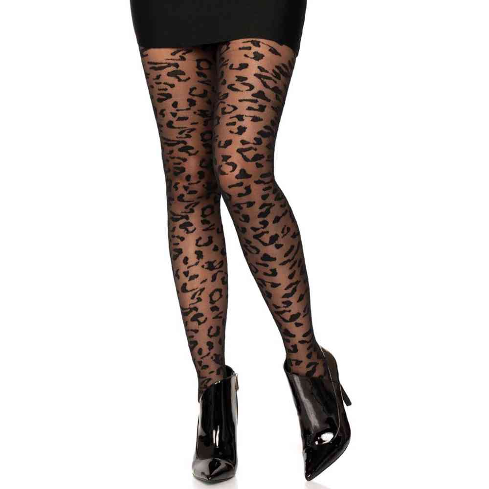 Leg Avenue - Sheer Leopard Collants - Noir
